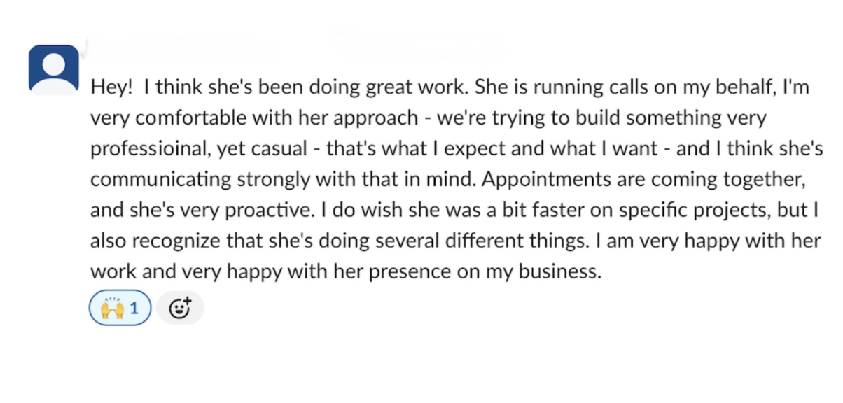 Client feedback on professional calls and proactive communication