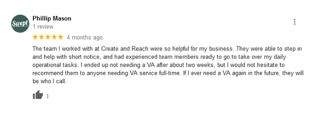 Client review of Create and Reach services