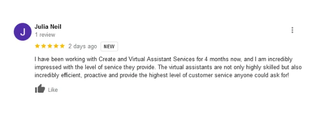 Client feedback about virtual assistant support