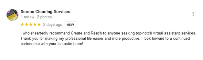 Business owner feedback for Create and Reach