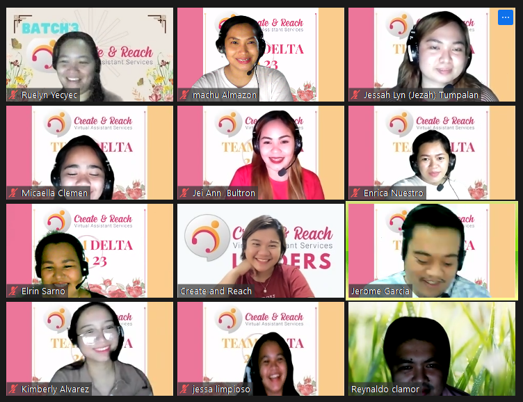 A group of people in a video chat.